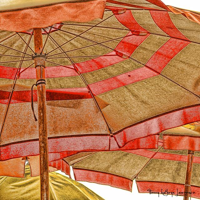 Umbrellas Italia I by Terry Katherine Lawrence - Wrapped Canvas Painting Marlow Home Co. Size: 91cm H x 91cm W x 3.8cm D on Productcaster.