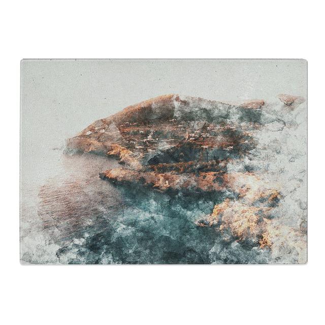 Coastline of Ibiza in Spain Watercolour Chopping Board East Urban Home Size: 0.4cm H x 20cm W x 28.5cm L on Productcaster.