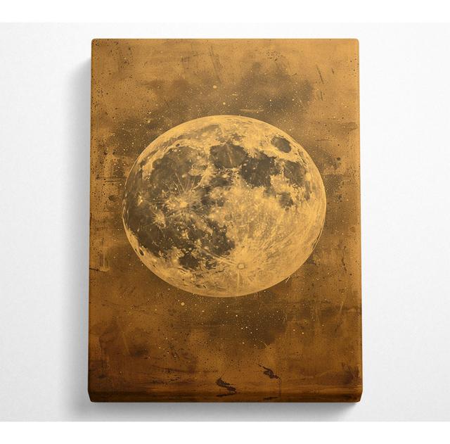 Gold Distressed Moon - Kunstdrucke auf Leinwand ohne Rahmen ModernMoments Größe: 142,2 cm H x 101,6 cm B on Productcaster.