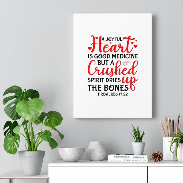 A Joyful Heart Proverbs 17:22 - Wrapped Canvas Print Blue Elephant Size: 61cm H x 46cm W on Productcaster.