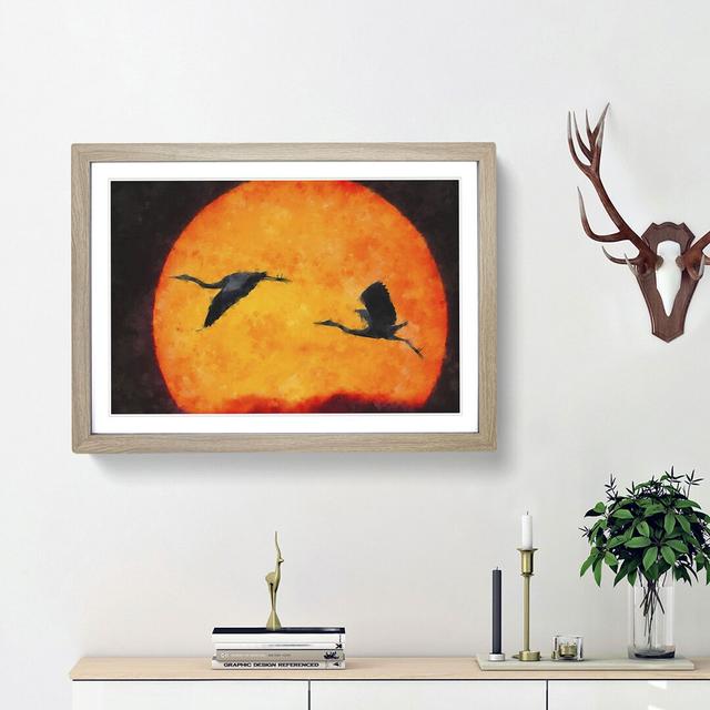 Two Heron Birds in Flight - Picture Frame Graphic Art Print East Urban Home Frame Option: Oak Framed, Size: 33cm H x 45cm W x 2cm D on Productcaster.