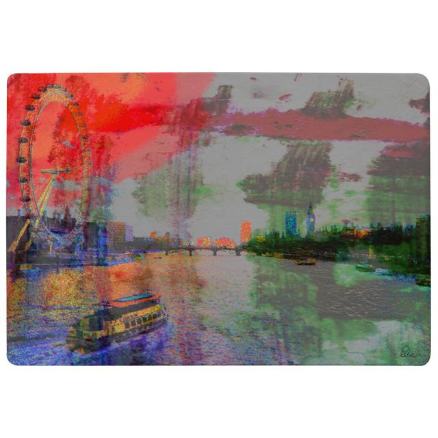 Merrimac London Thames Designer Shaggy Red/Green/Blue Rug East Urban Home Rug Size: Rectangle 80 x 150cm on Productcaster.