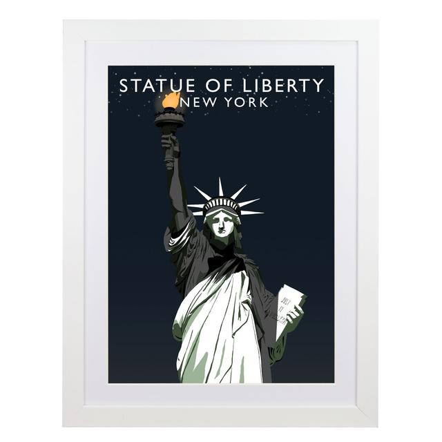 'Statue Of Liberty Night' by Richard O'Neil - Print East Urban Home Format: White Wood Frame, Size: 54 cm H x 44 cm W x 2.2 cm D on Productcaster.