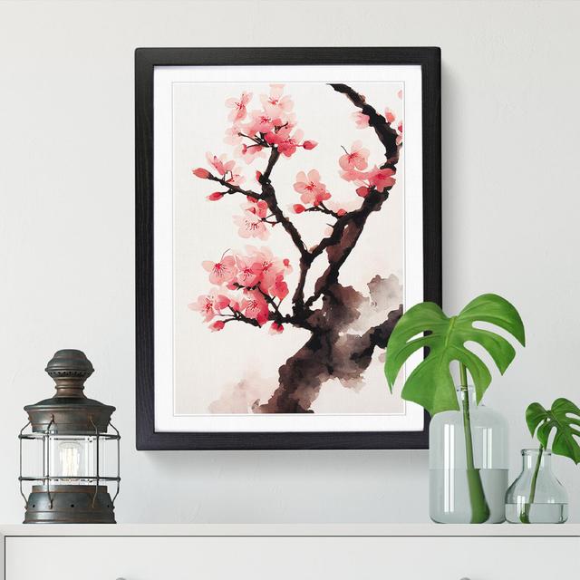 Watercolour Cherry Blossom Tree Vol.2 - Picture Frame Graphic Art Big Box Art Size: 34cm H x 25cm W x 2cm D, Frame Colour: Walnut on Productcaster.