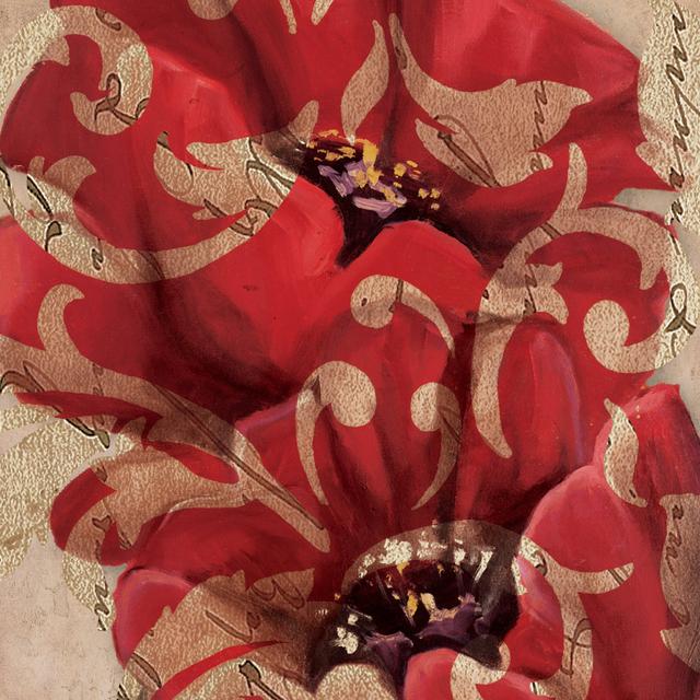 Red Flower Paisley - Wrapped Canvas Graphic Art ClassicLiving Size: 91cm H x 91cm W x 3.8cm D on Productcaster.