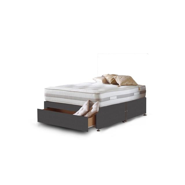 Aspelare Pocket Sprung 1000 Divan Bed Fairmont Park Colour: Steel Plush Velvet, Size: Super King (6'), Storage Type: No Storage on Productcaster.