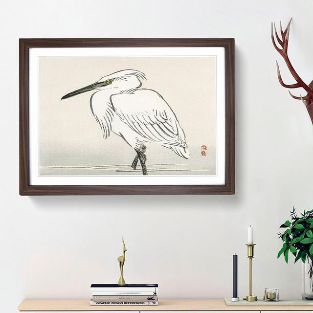 Snowy Egret by Kono Bairei - Picture Frame Painting Print East Urban Home Size: 36cm H x 48cm W x 2cm D, Frame Option: Walnut Framed on Productcaster.