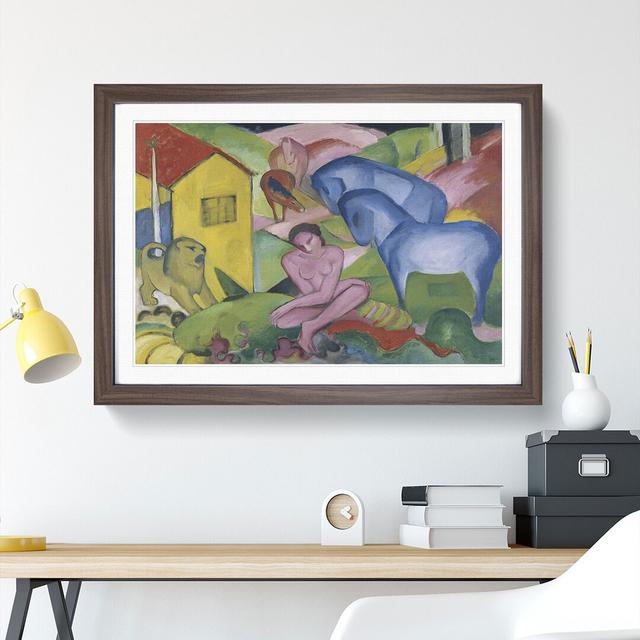 The Dream by Franz Marc - Picture Frame Graphic Art East Urban Home Frame Option: Walnut Framed, Size: 27cm H x 36cm W x 2cm D on Productcaster.