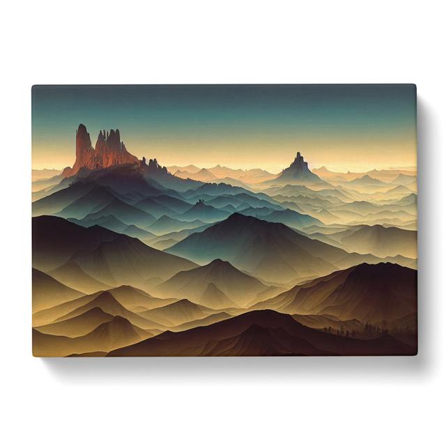 Dreamy Mountain Sunrise - Wrapped Canvas Graphic Art Alpen Home Size: 40cm H x 60cm W x 3cm D on Productcaster.