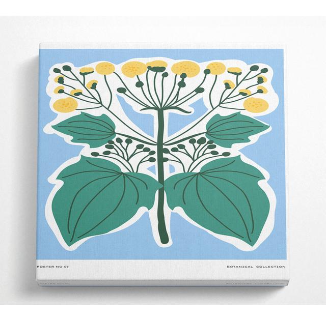 Yellow Flowers On Pastel Blue - Wrapped Canvas Art Prints ClassicLiving Size: 81.3cm H x 81.3cm W x 10cm D on Productcaster.