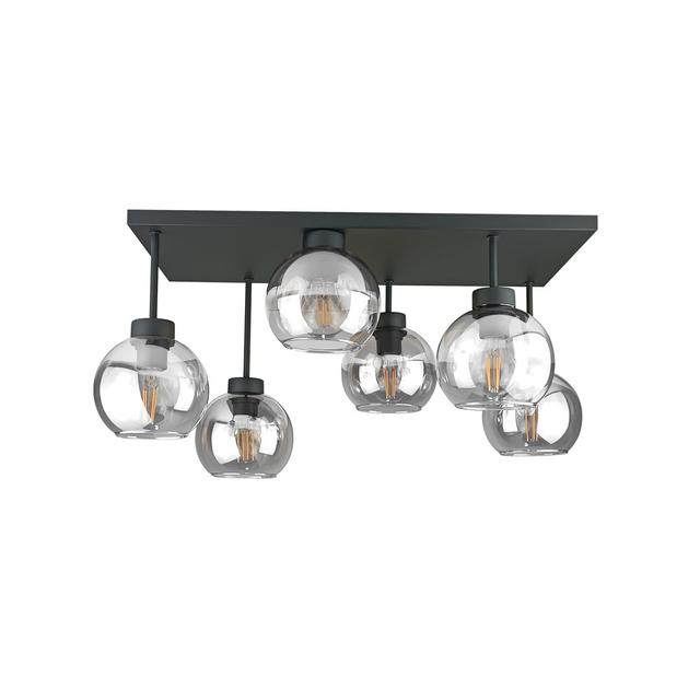 Alexender Glass Semi Flush Mount Latitude Run Shade Colour: Clear, Fixture Finish: Black on Productcaster.