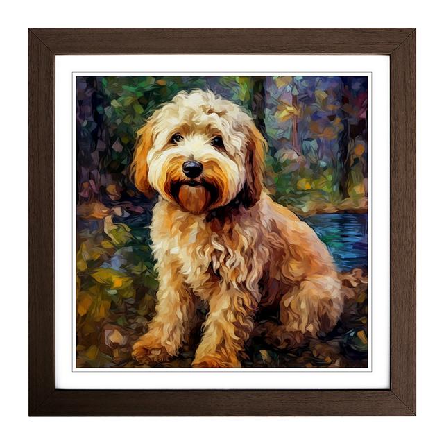 Labradoodle Neo-Impressionism No.1 - Print Marlow Home Co. Frame Colour: Walnut on Productcaster.