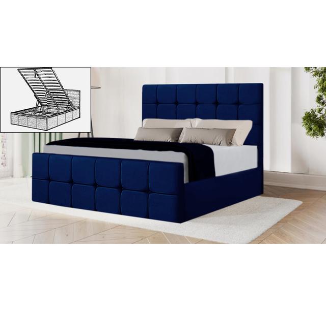 Vanessa Storage Bed Brayden Studio Size: Small Double (4'), Colour: Blue on Productcaster.