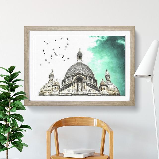 Birds Above Sacre Coeur Paris Painting East Urban Home Format: Oak, Size: 24cm H x 33cm W x 2cm D on Productcaster.