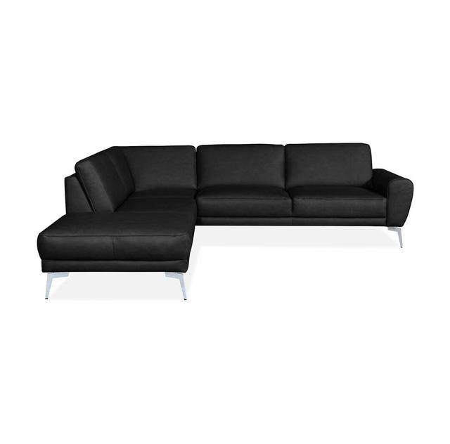 Edenilson 3 - Piece Leather Made to Order Corner Sectional 17 Stories Upholstery Colour: Black, Orientation: Left Hand Facing on Productcaster.