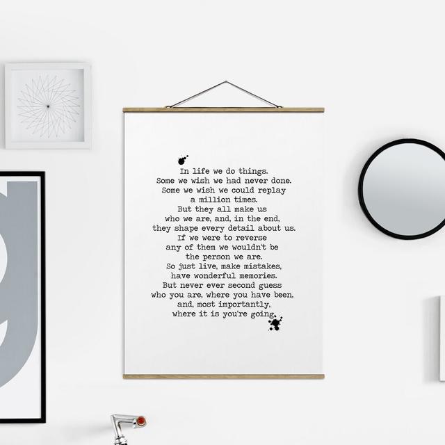 In Life We Do Things - Typography Print Maturi Size: 133.5cm H x 100cm W x 0.3cm D on Productcaster.