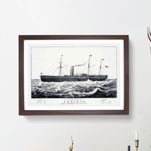 U.S. Mail Steam Ship by N. Currier - Picture Frame Drawing Print East Urban Home Size: 36cm H x 48cm W x 2cm D, Frame Option: Walnut Framed on Productcaster.