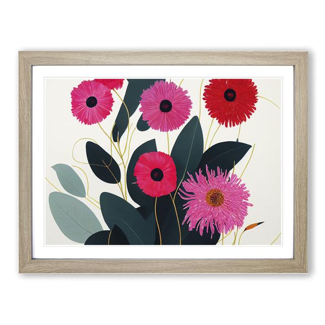 Innovative Abstract Flowers - Picture Frame Graphic Art Marlow Home Co. Frame Colour: Oak, Size: 34cm H x 46cm W x 2cm D on Productcaster.