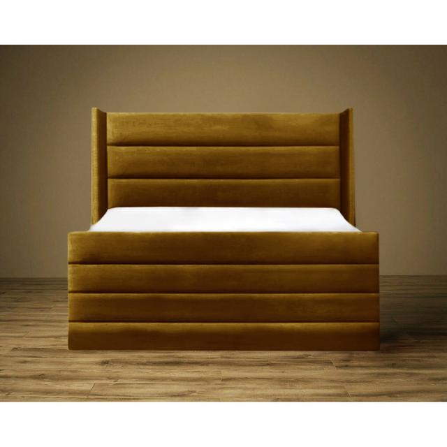 Tomasi Upholstered Bed Fairmont Park Upholstery: Turmeric, Size: Double (4'6) on Productcaster.