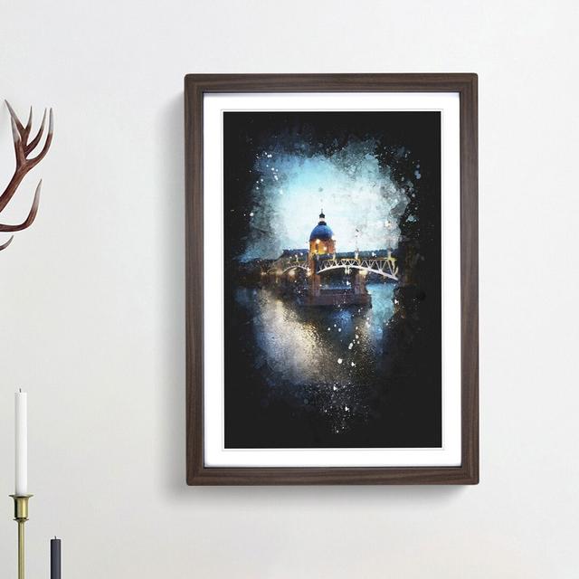 Saint-Pierre Bridge in Toulouse France - Picture Frame Graphic Art Print East Urban Home Frame Option: Walnut Framed, Size: 33cm H x 24cm W x 2cm D on Productcaster.