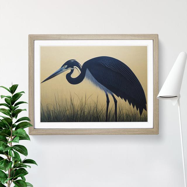 Harmonious Heron Bird House of Hampton Frame Colour: Grey, Size: 34cm H x 46cm W on Productcaster.