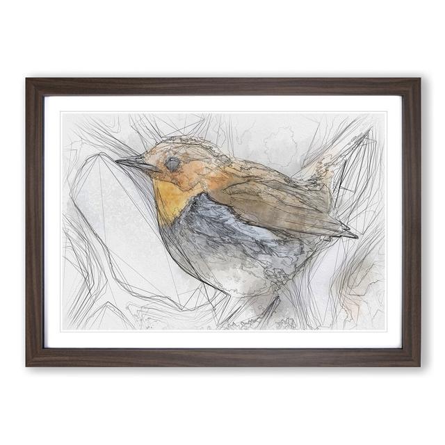 Charming Robin Bird - Picture Frame Graphic Art Print East Urban Home Size: 62cm H x 87cm W x 2cm D, Frame Option: Walnut Framed on Productcaster.