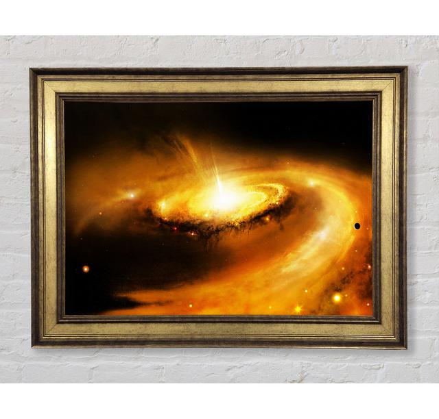 Golden Star Swirl Framed Print Ebern Designs Size: 84.1cm H x 142.2cm W x 8cm D on Productcaster.