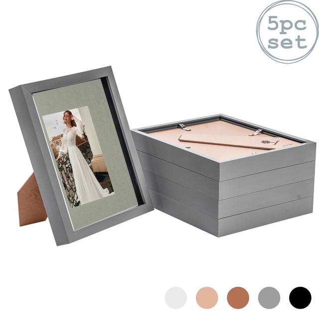 Nicola Spring - 3D Box Photo Frames - 8 x 10" with 4 x 6" Mount (Set of 5) Nicola Spring Colour: Grey/Grey on Productcaster.