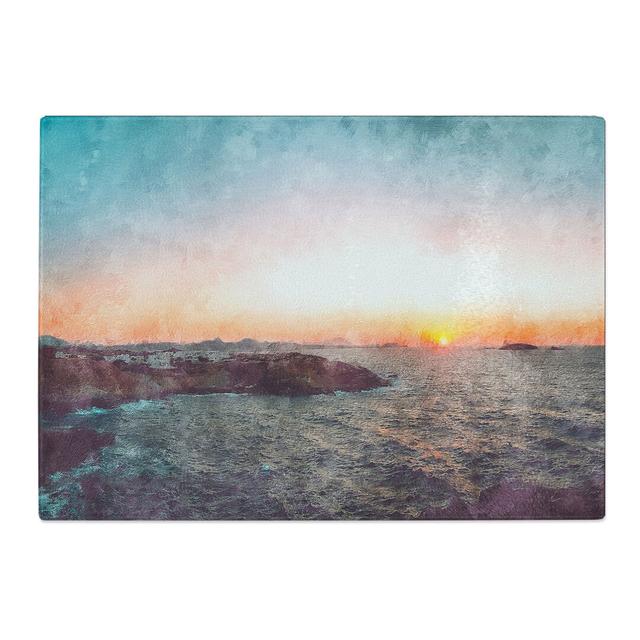 Tempered Glass Sunset in Milos Greece Chopping Board East Urban Home Size: 28.5 cm x 39 cm on Productcaster.