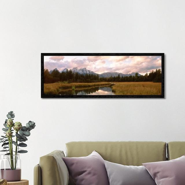 Grand Teton National Park WY USA - Panoramic Print on Canvas Union Rustic Format: Black Framed, Size: 40.64cm H x 121.92cm W x 3.81cm D on Productcaster.