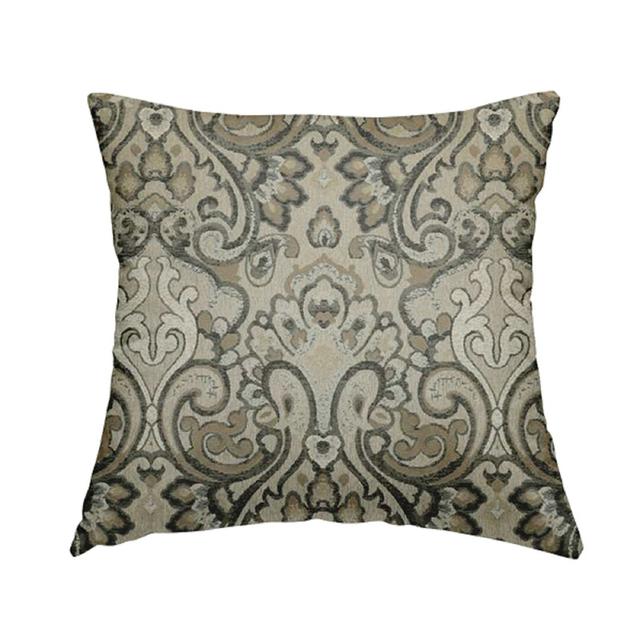 Laidley Damask Cushion with Filling East Urban Home Size: 28cm H x 28cm W x 5cm D, Colour: Grey/White on Productcaster.