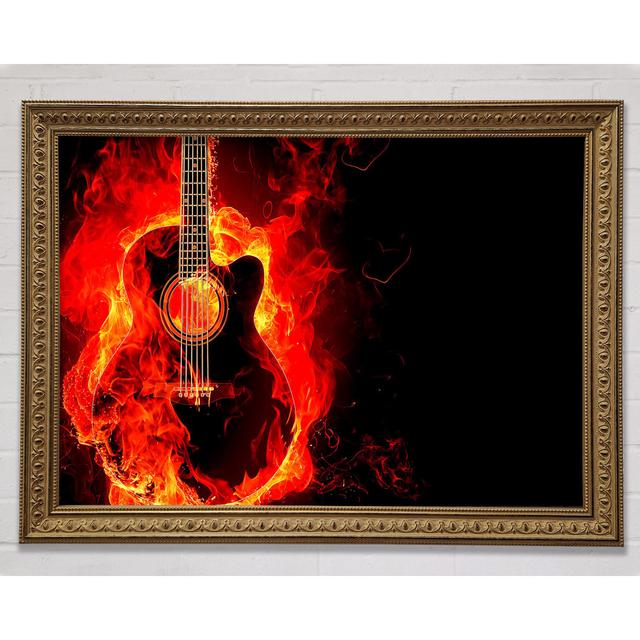 Guitar Flame Framed Print Rosalind Wheeler Size: 21cm H x 29.7cm W x 3cm D on Productcaster.