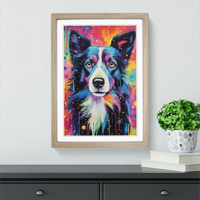 Border Collie Tachisme - Single Picture Frame Print on Wood Big Box Art Frame Colour: Oak Framed, Size: 34cm H x 25cm W x 2cm D on Productcaster.