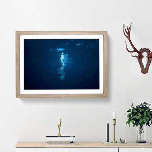 Deep Blue Diving in Abstract - Picture Frame Graphic Art Print East Urban Home Frame Option: Oak Framed, Size: 62cm H x 87cm W x 2cm D on Productcaster.