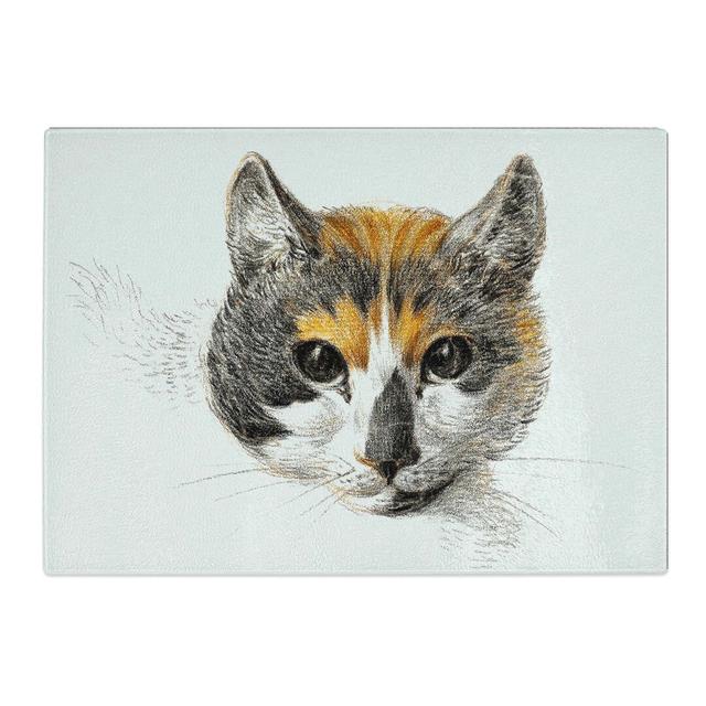 Tempered Glass Head of a Calico Cat Chopping Board East Urban Home Size: 39 cm x 28.5 cm on Productcaster.