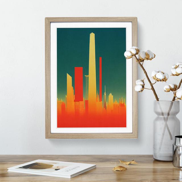 A Splendid City Skyline - Print 17 Stories Matte Colour: White, Format: Oak Framed, Size: 66cm H x 48cm W x 2cm D on Productcaster.