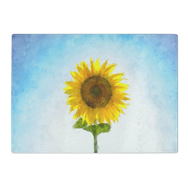 Tempered Glass Sunflower Catching Rays Painting Chopping Board East Urban Home Size: 20 cm x 28.5 cm on Productcaster.