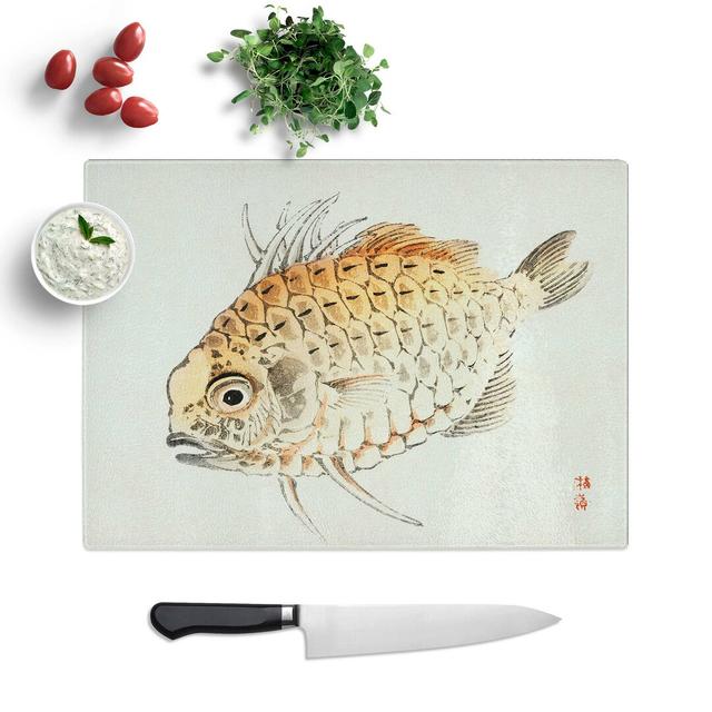 Tempered Glass Fish by Kono Bairei Chopping Board East Urban Home Size: 28.5 cm W x 20 cm L on Productcaster.