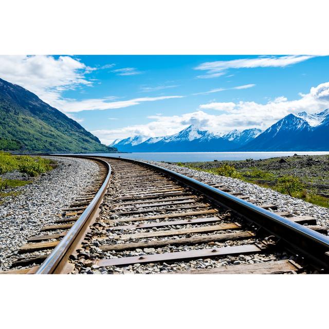 Railroad Track With Mountain Range by A&J Fotos - No Frame Art Prints on Canvas Alpen Home Size: 30cm H x 46cm W on Productcaster.