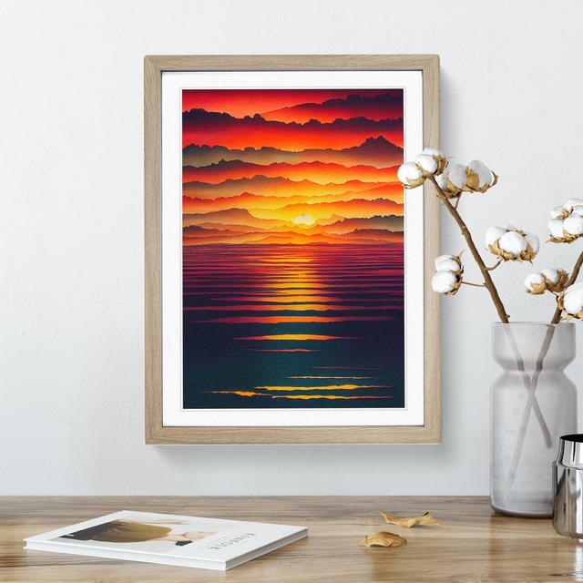 Graceful Ocean Sunset House of Hampton Size: 46cm H x 34cm W x 2cm D, Frame Colour: Oak on Productcaster.