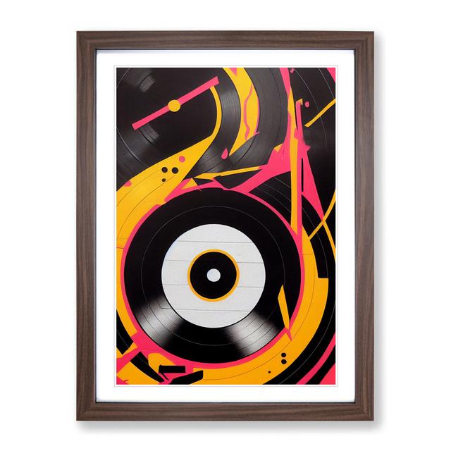 Vinyl Record Player Abstract 17 Stories Format: Walnut Framed Paper, Matte Colour: White, Size: 34cm H x 25cm W x 2cm D on Productcaster.