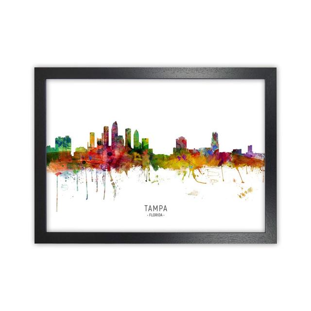 Tampa Florida Skyline by Michael Tompsett - Graphic Art Ebern Designs Size: 34cm H x 46cm W x 3cm D, Format: Black Framed on Productcaster.