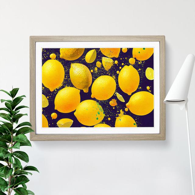 Lemon Fruit Splash Vol.1 Abstract - Picture Frame Graphic Art Brambly Cottage Frame Colour: Beige, Size: 25cm H x 34cm W on Productcaster.