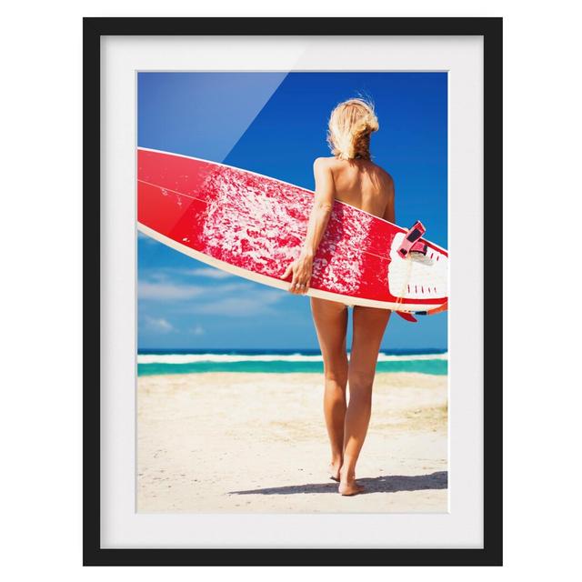 'Surfer' - Picture Frame Photograph Print on Paper East Urban Home Frame Options: Matt black, Size: 55 cm H x 40 cm W on Productcaster.