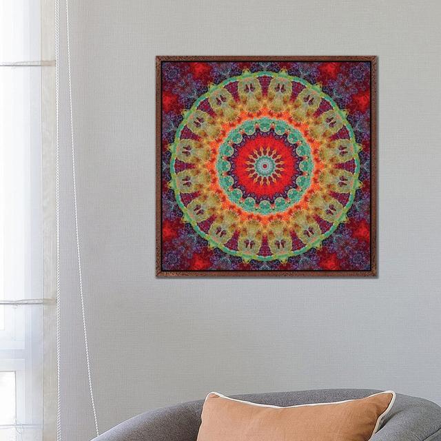 Flair Mandala III by LuAnn Ostergaard - Print on Canvas World Menagerie Size: 66.04cm H x 66.04cm W x 3.81cm D, Format: Classic Brown Wood Framed on Productcaster.