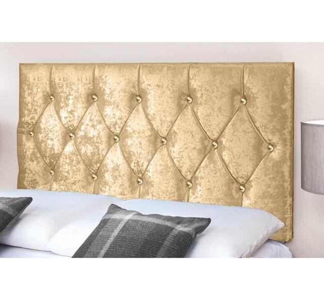 Eudy Upholstered Headboard Rosdorf Park Colour: Gold, Size: Kingsize (5') on Productcaster.