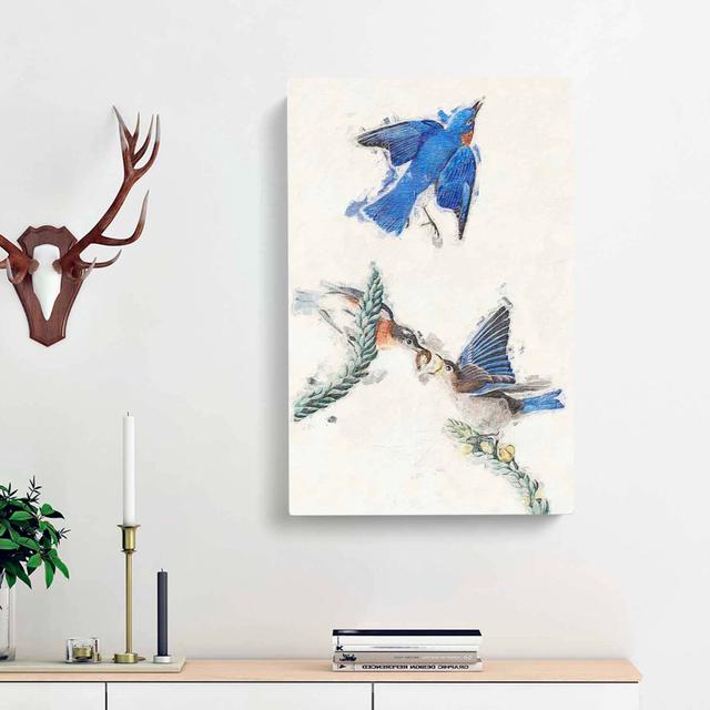 Bluebirds by John Audubon - Wrapped Canvas Painting Print East Urban Home Size: 60cm H x 40cm W x 3cm D on Productcaster.