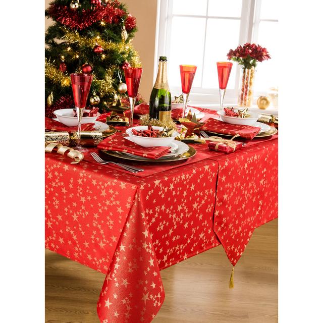 Stars Christmas Table Cloth 52 X 90" The Seasonal Aisle Size: 52cm W x 90cm L on Productcaster.