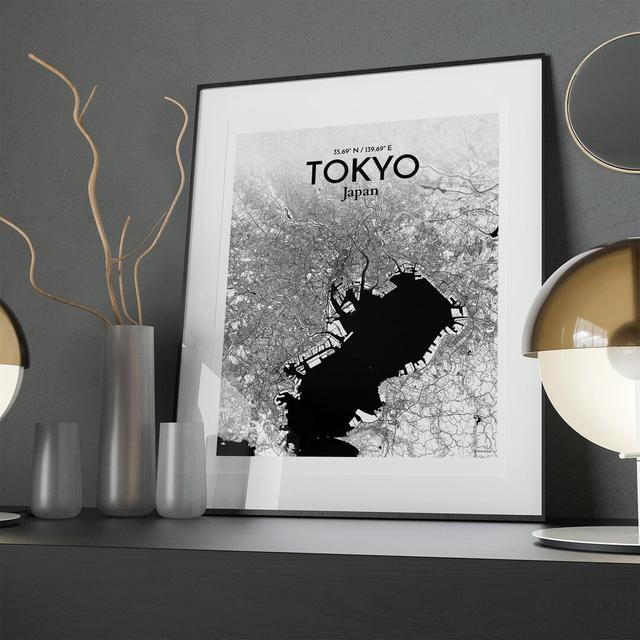 Tokyo City Map In Ink - No Frame Print Borough Wharf Size: 20cm H x 16cm W x 0.05cm D on Productcaster.