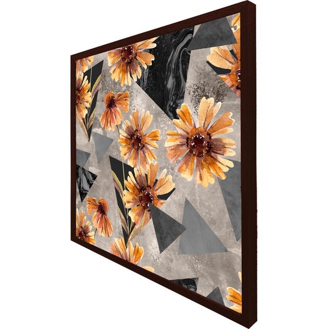 Erda Geometric Floral Shapes - Single Picture Frame Print ClassicLiving Frame Option: Brown, Size: 31cm H x 31cm W x 4cm D on Productcaster.